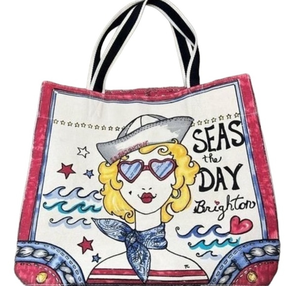 BRIGHTON SAIL AWAY CANVAS BEACH WHIMSY NAUTICAL ANCHOR CASUAL BAG
